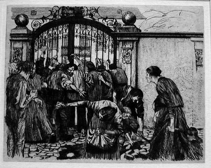 Käthe Kollwitz, The Weavers' Revolt, Riot, 1894