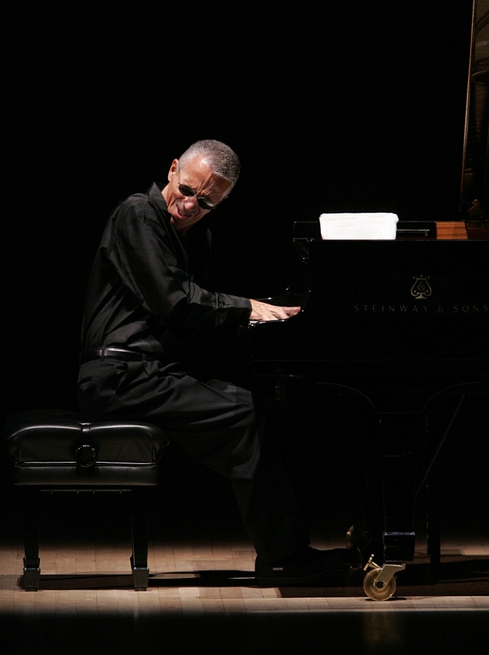 Keith Jarrett photographed during a solo performance at Carnegie Hall